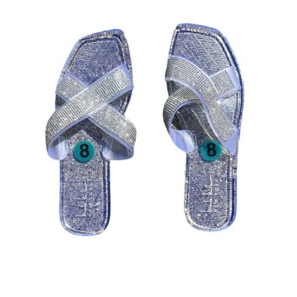 Nicole Miller Transparent Clear Rhinestone Sandals 8 New - Picture 2 of 5